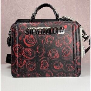 Steve Madden Rose Print Mini Satchel Crossbody Pearl Chain Gothic Y2K BEvelyn